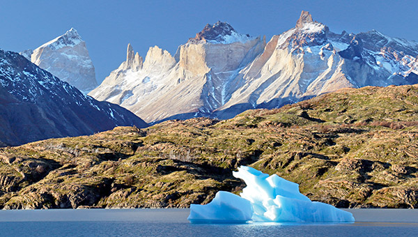 Lago Grey and a remnant from Grey Glacier, Torres del Paine, Chile