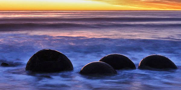 Moeraki Boulders at dawn, South Island, New Zealand photo tour image