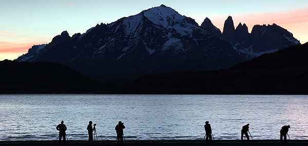 Photo tiour clients at Largo Amarga and the Paine Massiff, Torres del Paine, Chile